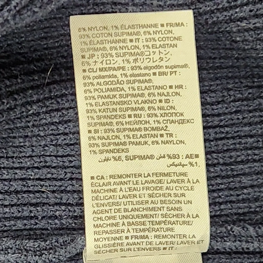 Banana Republic Sweater Mens Blue Full Zip Cardigan Supima Cotton Ribbed